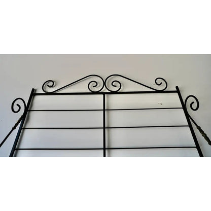 Vintage French Bakers Rack 3 Tier Scrolling Wrought Iron and Brass Etagere