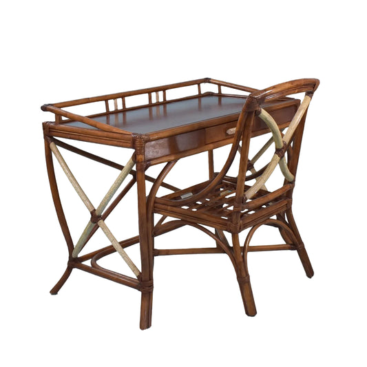 1960s Rattan Willow and Reed Desk With Chair