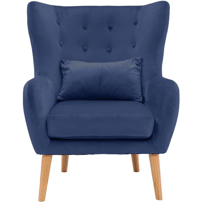 Velvet Wingback Accent Chair (Blue)