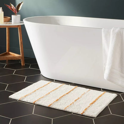 Modern Tufted Stripe Bath Rug Yellow/Cream - Threshold™