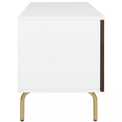 (New) SAFAVIEH Genevieve Media Stand Walnut / White