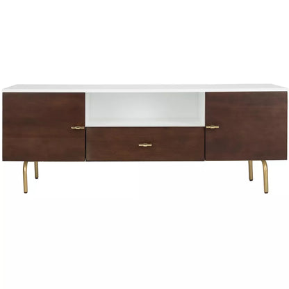 (New) SAFAVIEH Genevieve Media Stand Walnut / White