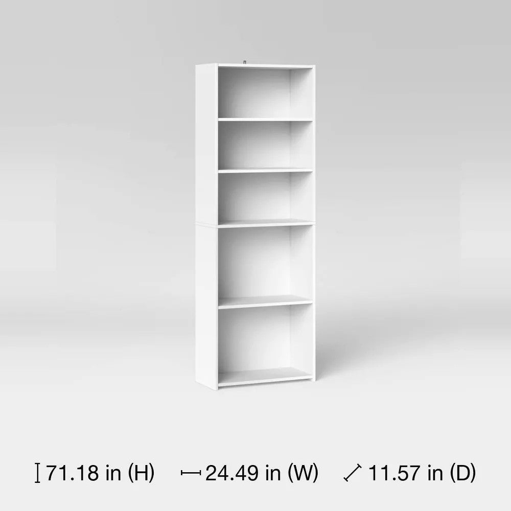 (New) Dorm 5 Shelf Bookcase White