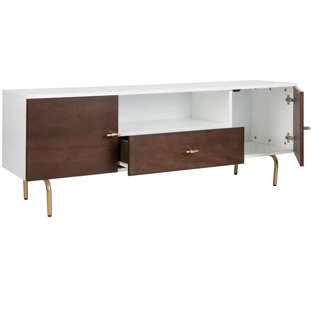 (New) SAFAVIEH Genevieve Media Stand Walnut / White