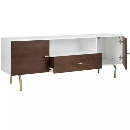 (New) SAFAVIEH Genevieve Media Stand Walnut / White
