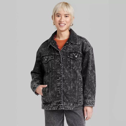 Women's Oversized Denim Trucker Jacket - Wild Fable™ XS