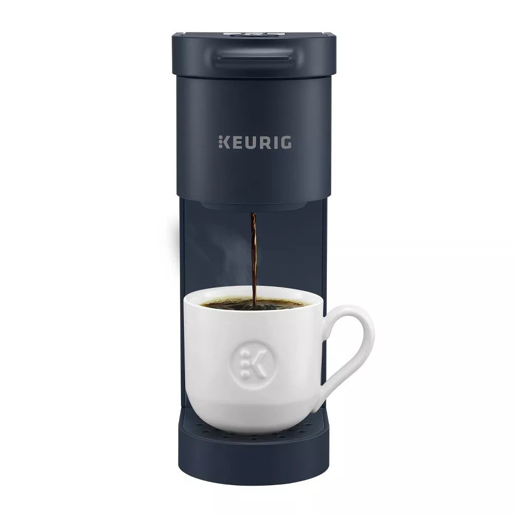 (New) Keurig K-Mini Go Single-Serve K-Cup Pod Coffee Maker Navy: Compact Electric Brewer, 12 oz Capacity, Plastic, Blue
