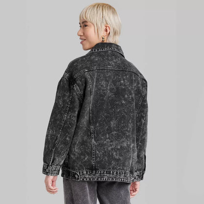 Women's Oversized Denim Trucker Jacket - Wild Fable™ XS