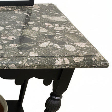 Black Steel Console Table with Marble Top