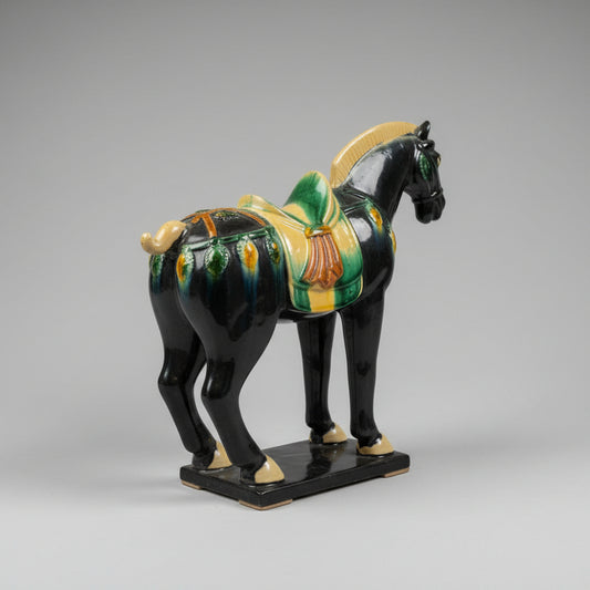 Vintage Ceramic Chinese Horse figurine in the Tang Dynasty style