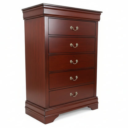 Homelegance Mayville 5 Drawer Chest in Brown Cherry