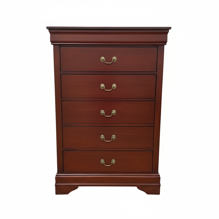 Homelegance Mayville 5 Drawer Chest in Brown Cherry
