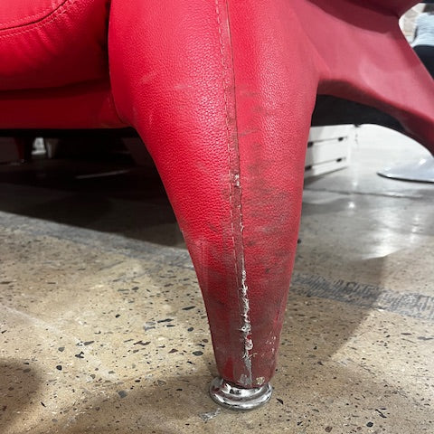 Modern Red Leather Loveseat
