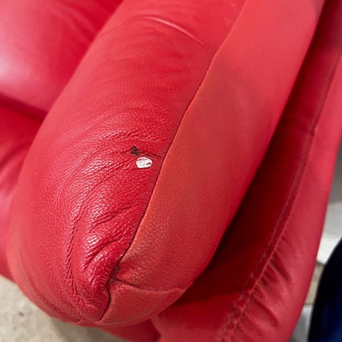 Modern Red Leather Loveseat