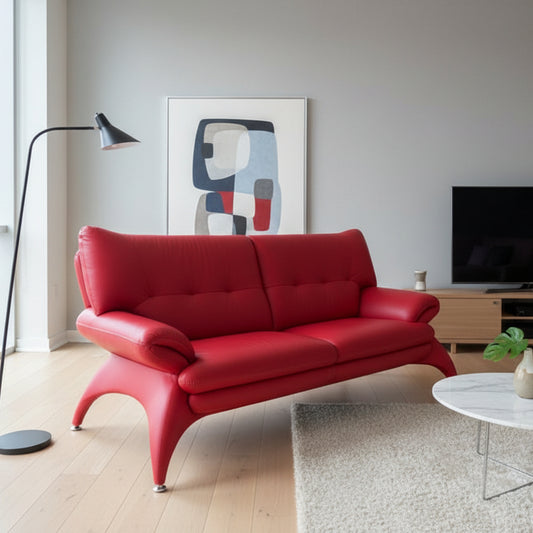 Modern Red Leather Sofa