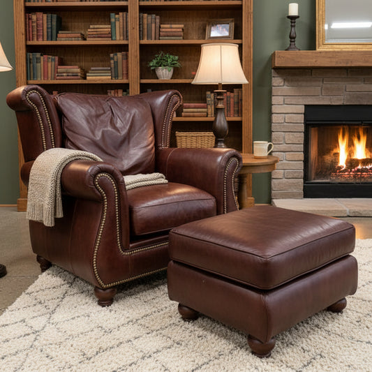 Vintage Leather Wingback Club Chair