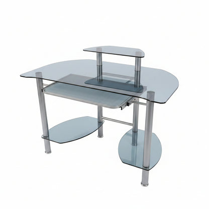 Blue Glass and Metal Desk