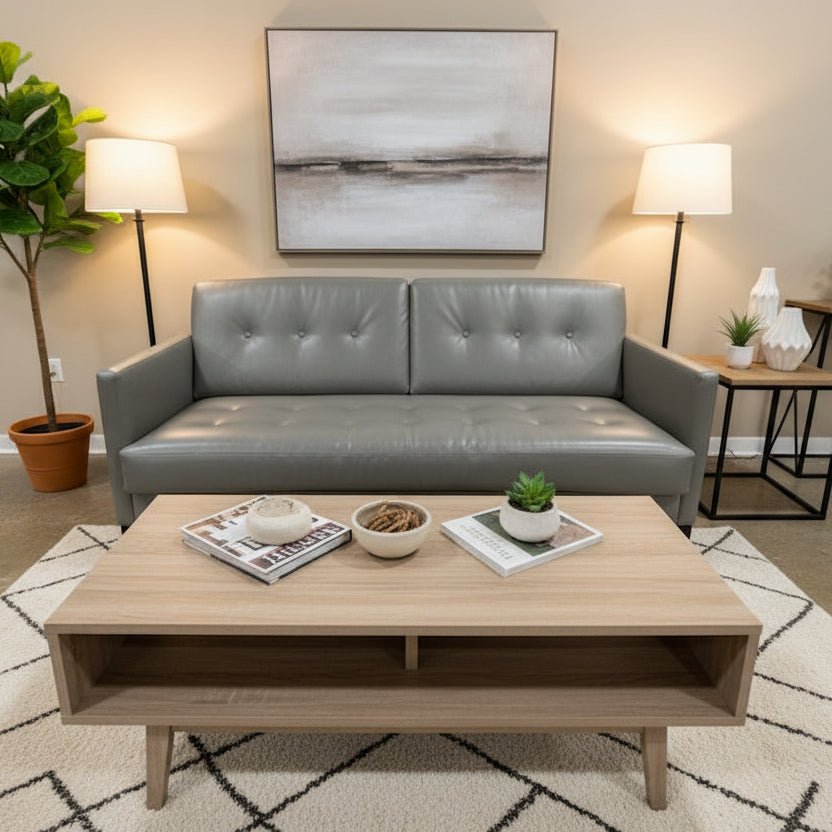 Gray Leather Sofa