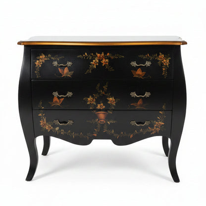 Chinoiserie-style Black Bomb Chest