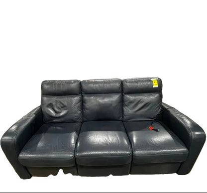 Blue Leather Power Reclining Sofa