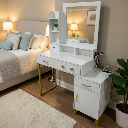 White and Gold Vanity