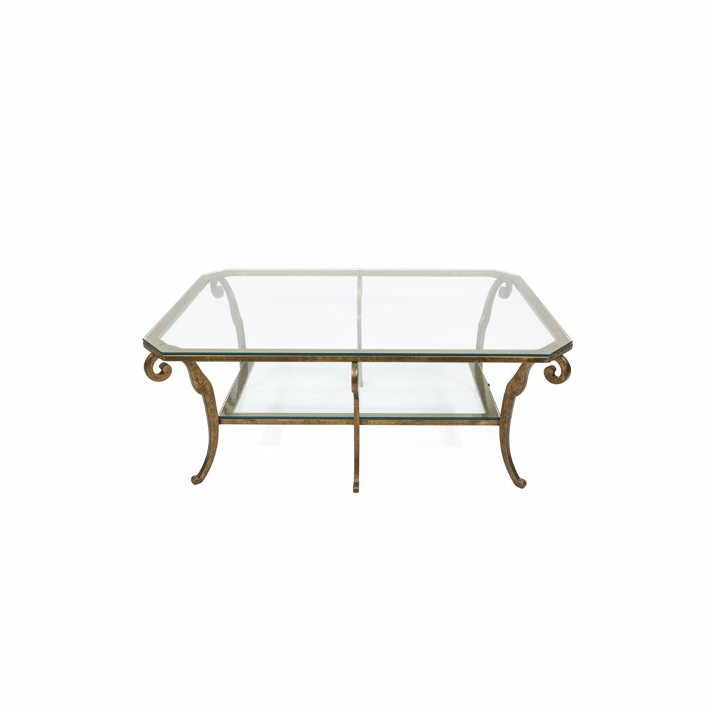 ETHAN ALLEN Two-Tiered Glass Coffee Table