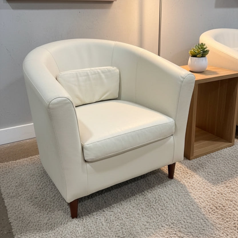Ikea White Leather Club Chair