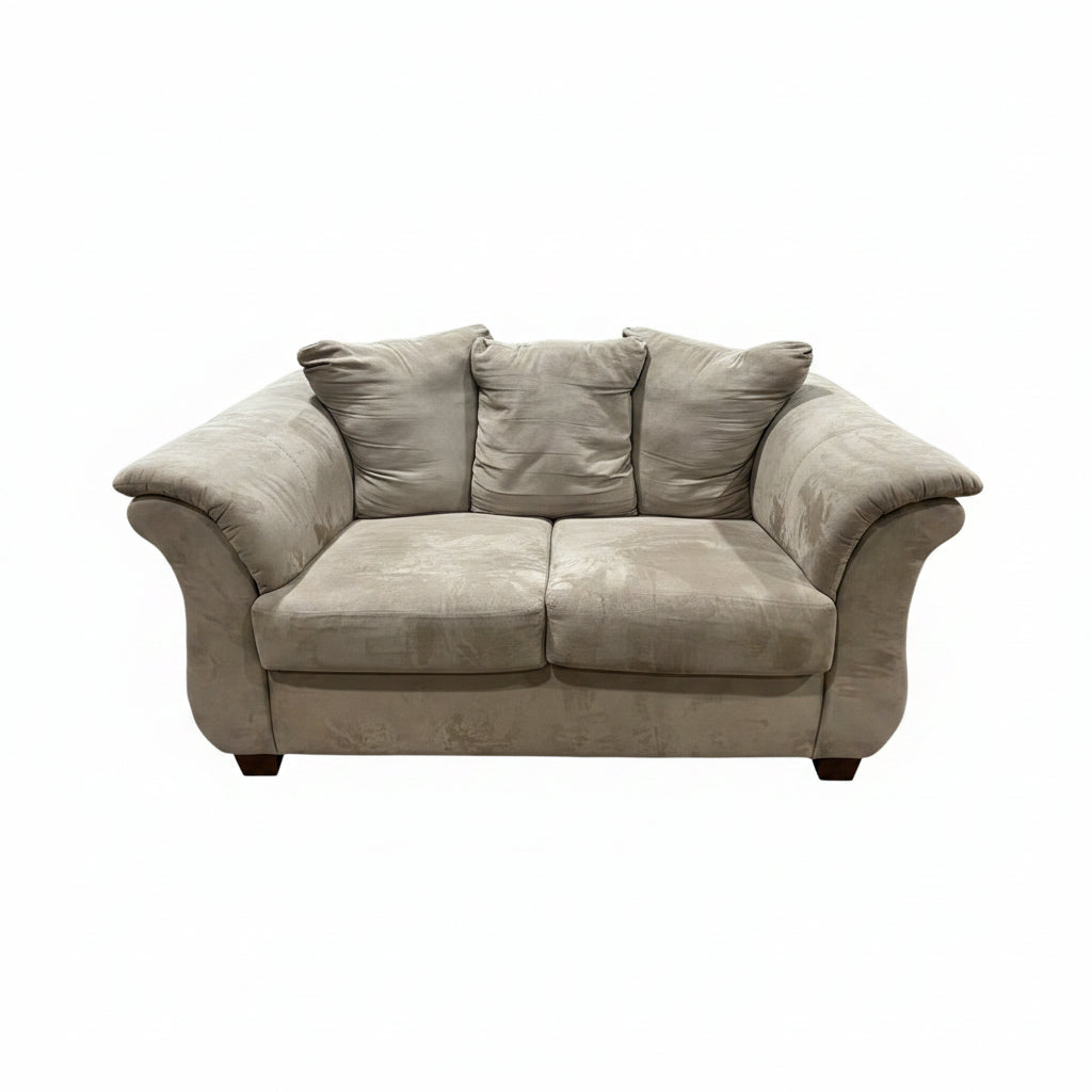 Beige Microfiber Loveseat