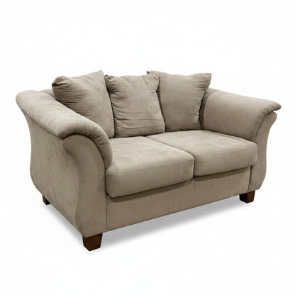 Beige Microfiber Loveseat