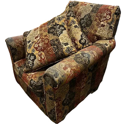 Stationary Fabric Accent Chair w/ Ottoman