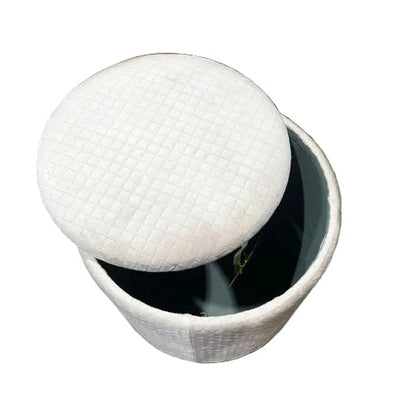 Velvet Luxurious Round Ottoman Storage Box