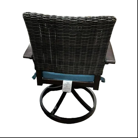 Atworth 6-Piece Brown Wicker Patio Dining Set with Teal Allen and Roth Cushions
