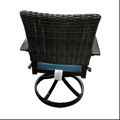 Atworth 6-Piece Brown Wicker Patio Dining Set with Teal Allen and Roth Cushions