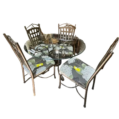 Dining Set with Four Iron Chairs