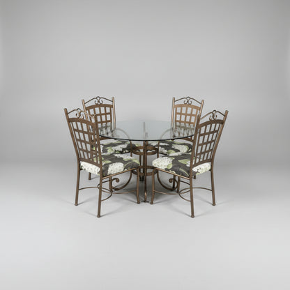 Dining Set with Four Iron Chairs