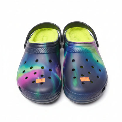 (New) Crocs Classic Lined Clog Tie Dye Galaxy Blue Purple Green