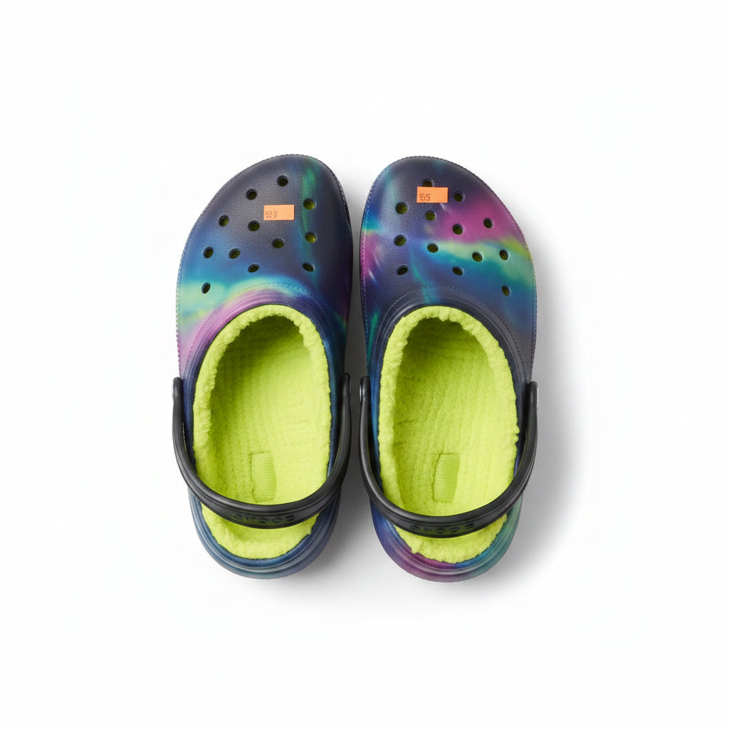 (New) Crocs Classic Lined Clog Tie Dye Galaxy Blue Purple Green