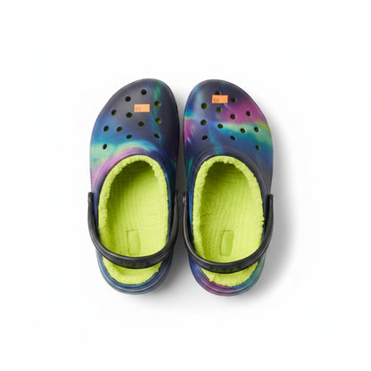 (New) Crocs Classic Lined Clog Tie Dye Galaxy Blue Purple Green