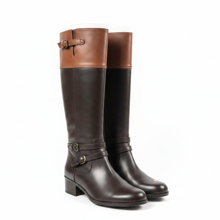 (New) BD Carlotta Women's Leather Riding Boots Upper Gold Buckles