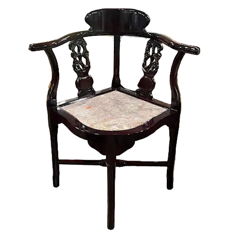 Vintage Chinoiserie Rosewood Horseshoe Arm Chairs