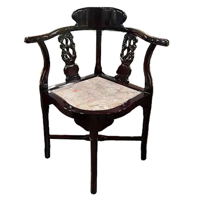 Vintage Chinoiserie Rosewood Horseshoe Arm Chairs