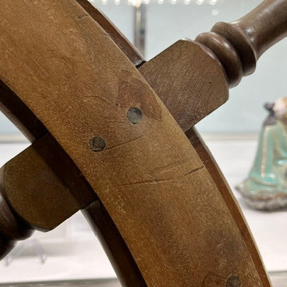Large Wooden Ship's Steering Wheel