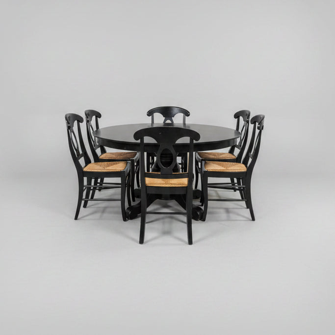 Pottery Barn Napoleon Black Modern Dining Table Set