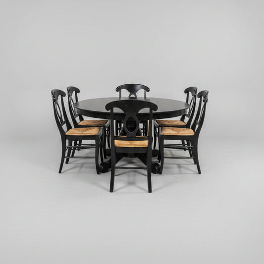 Pottery Barn Napoleon Black Modern Dining Table Set