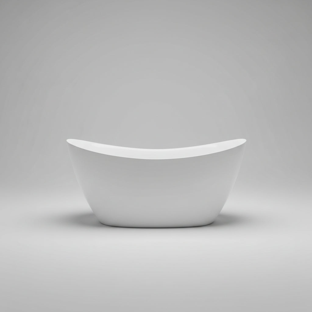 (New) White Acrylic Oval Freestanding Soaking Bathtub with Drain ( Center Drain )