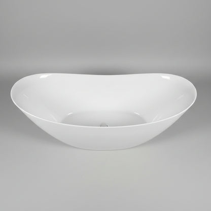 (New) White Acrylic Oval Freestanding Soaking Bathtub with Drain ( Center Drain )