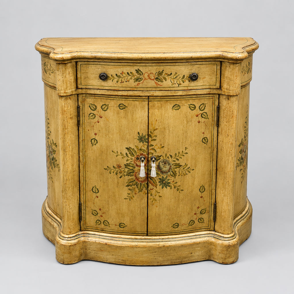 Vintage Hand-Painted Demilune Cabinet