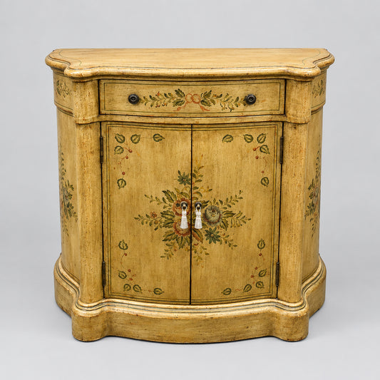 Vintage Hand-Painted Demilune Cabinet