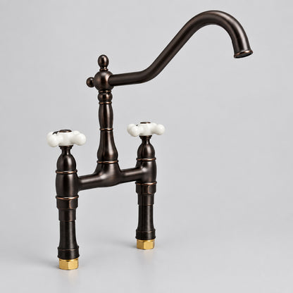 Kingston Brass Two-Handle Deck Mount Bridge Kitchen Faucet