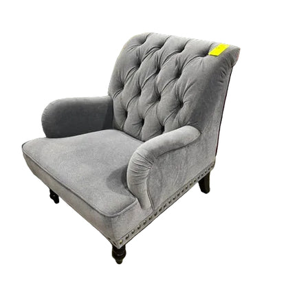 Baylor Gray Velvet Upholstery Tufted Back Accent Chair